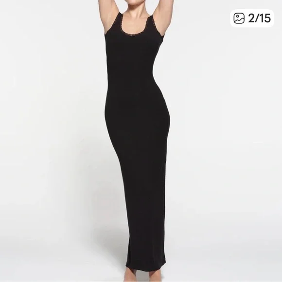 SKIMS SOFT LOUNGE LACE SCOOP NECK DRESS - Picture 1 of 5